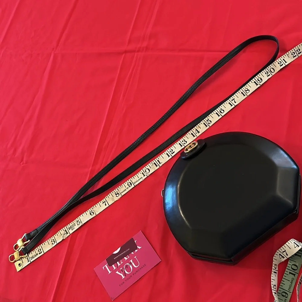 Gucci 70s Canteen Purse Black and Gold Round Hard Case Structured Shoulder Bag - Picture 17 of 17